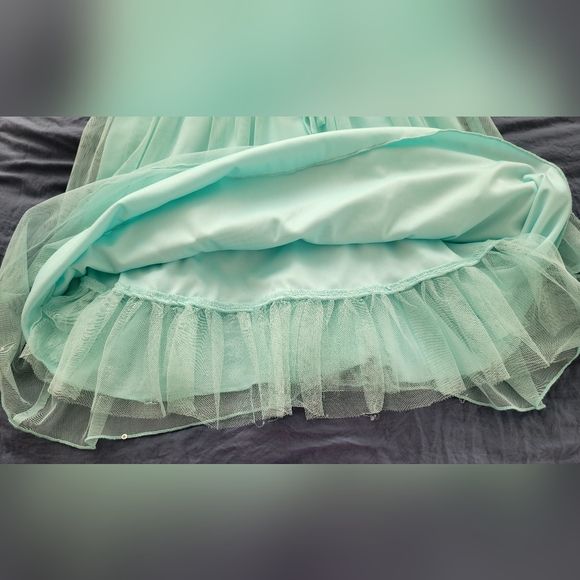 Pretty Aqua Prom Dress. Above the Knee, Nicely Detailed Bodice.Sz16 (runs small) - Picture 6 of 16